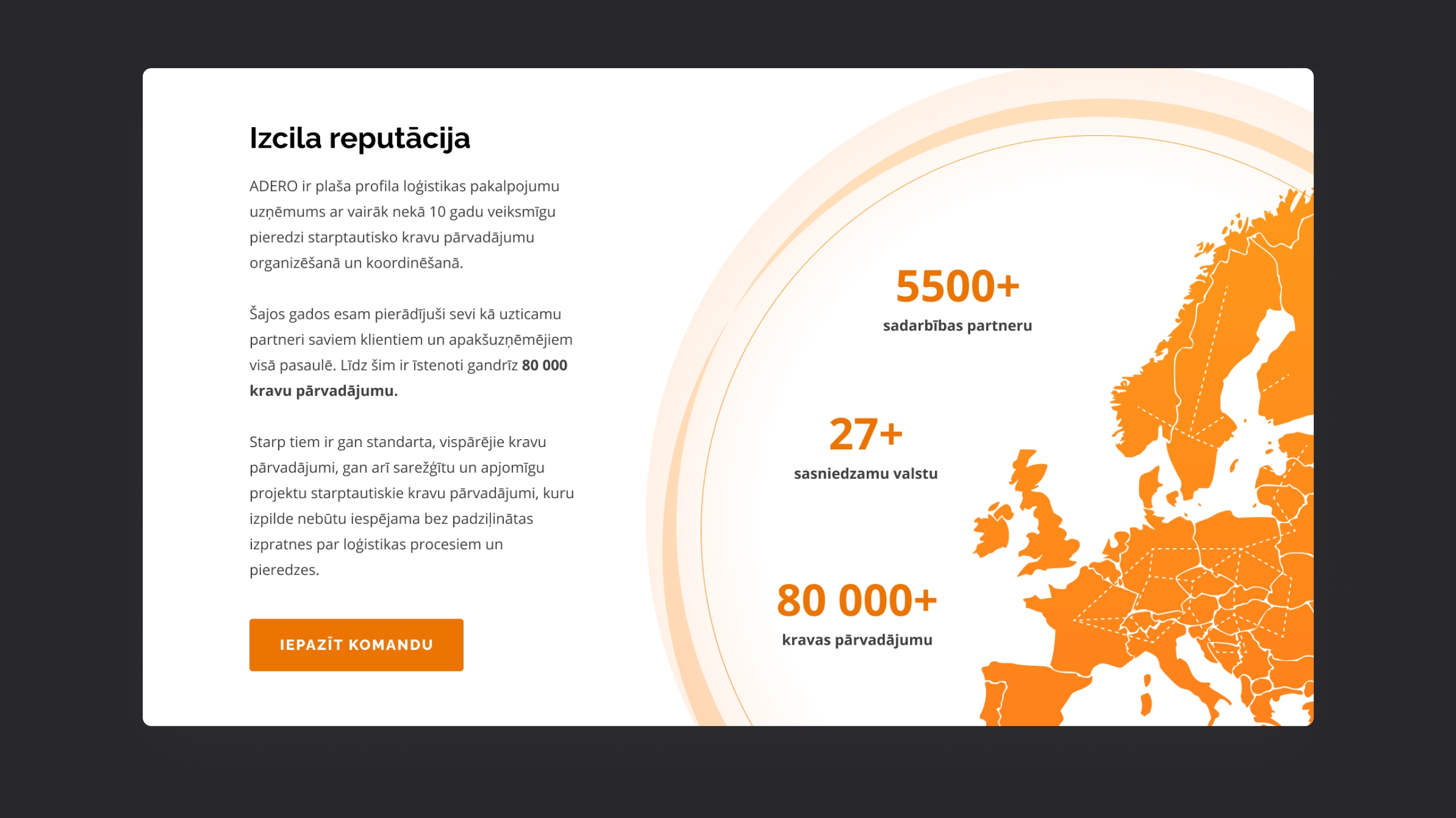 Web design for a logistics company – Adero