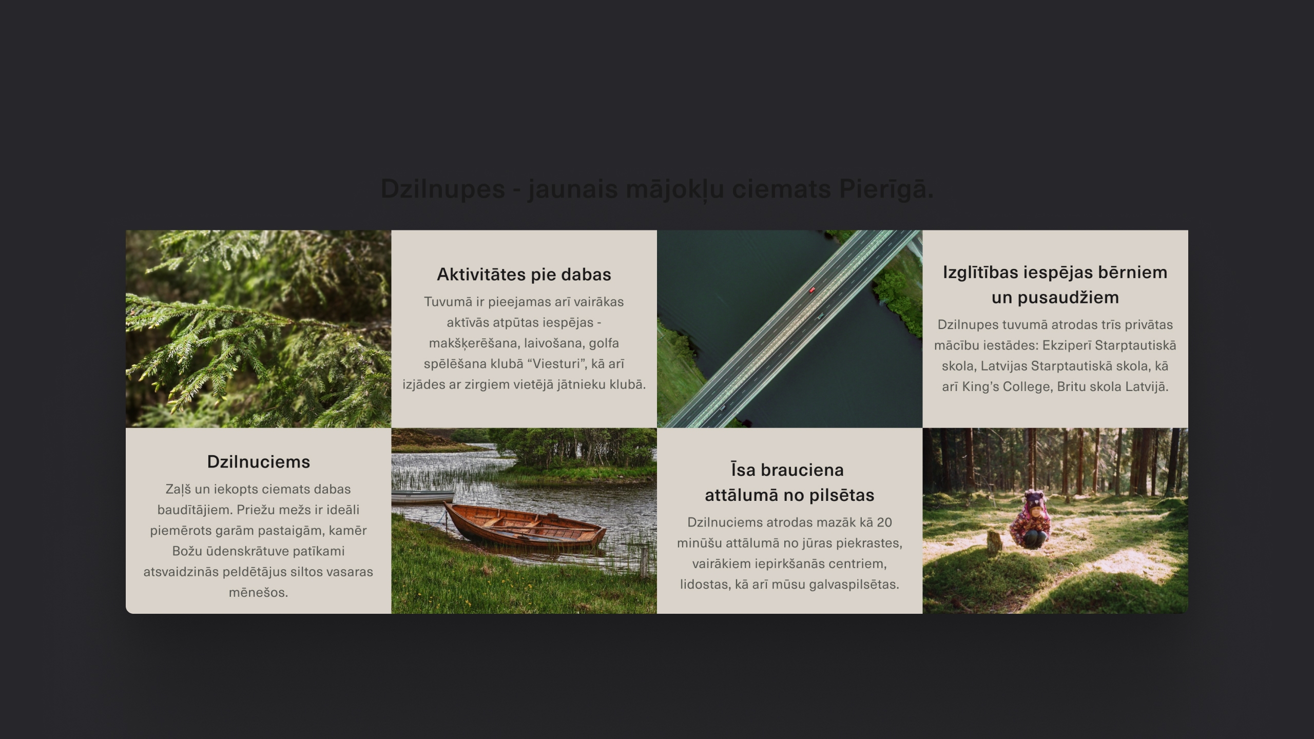 Web design for a new development village – Dzilnupes